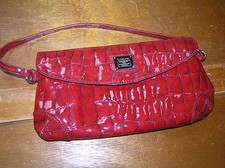 Gently Used Liz Claiborne Faux Red Leather Small Clutch with Snap Closure  Two