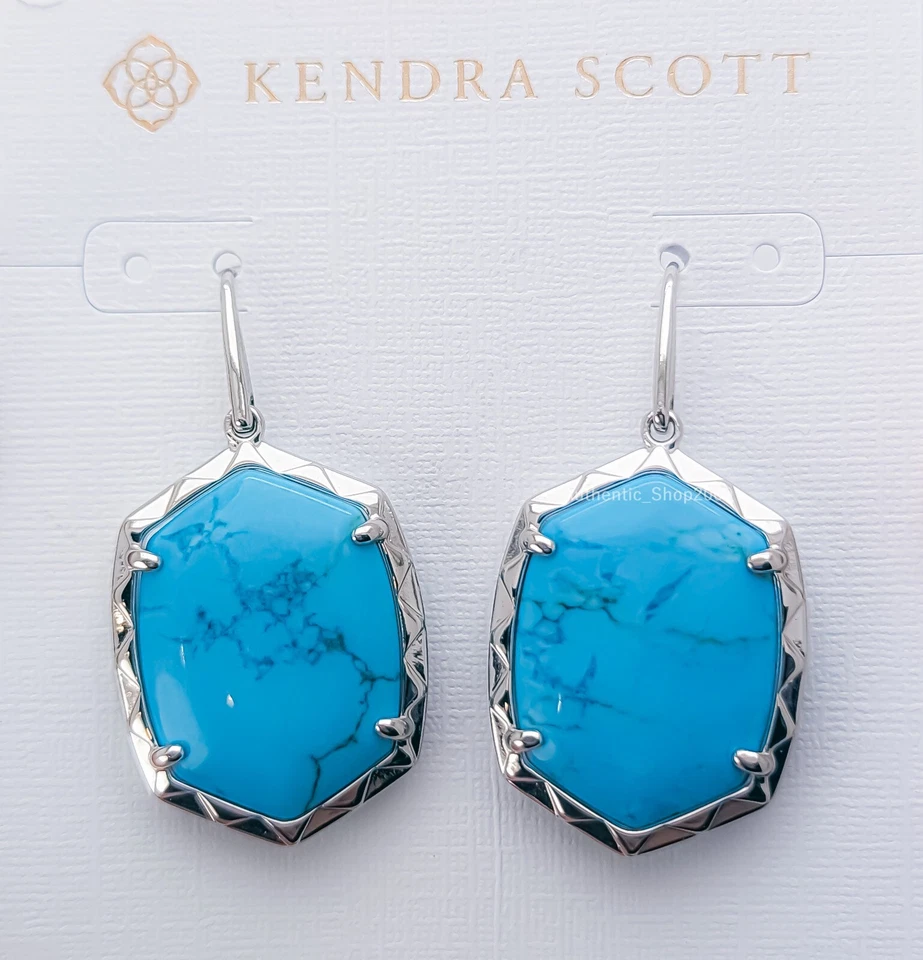 Novos Brincos de Gota de Prata Daphne Magnesita Turquesa Variegada KENDRA SCOTT 485 - Imagem 2 de 4