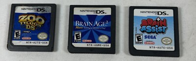 Zoo Tycoon, Brain Age 2 Brain Assist Ds Cartridge Only Lot
