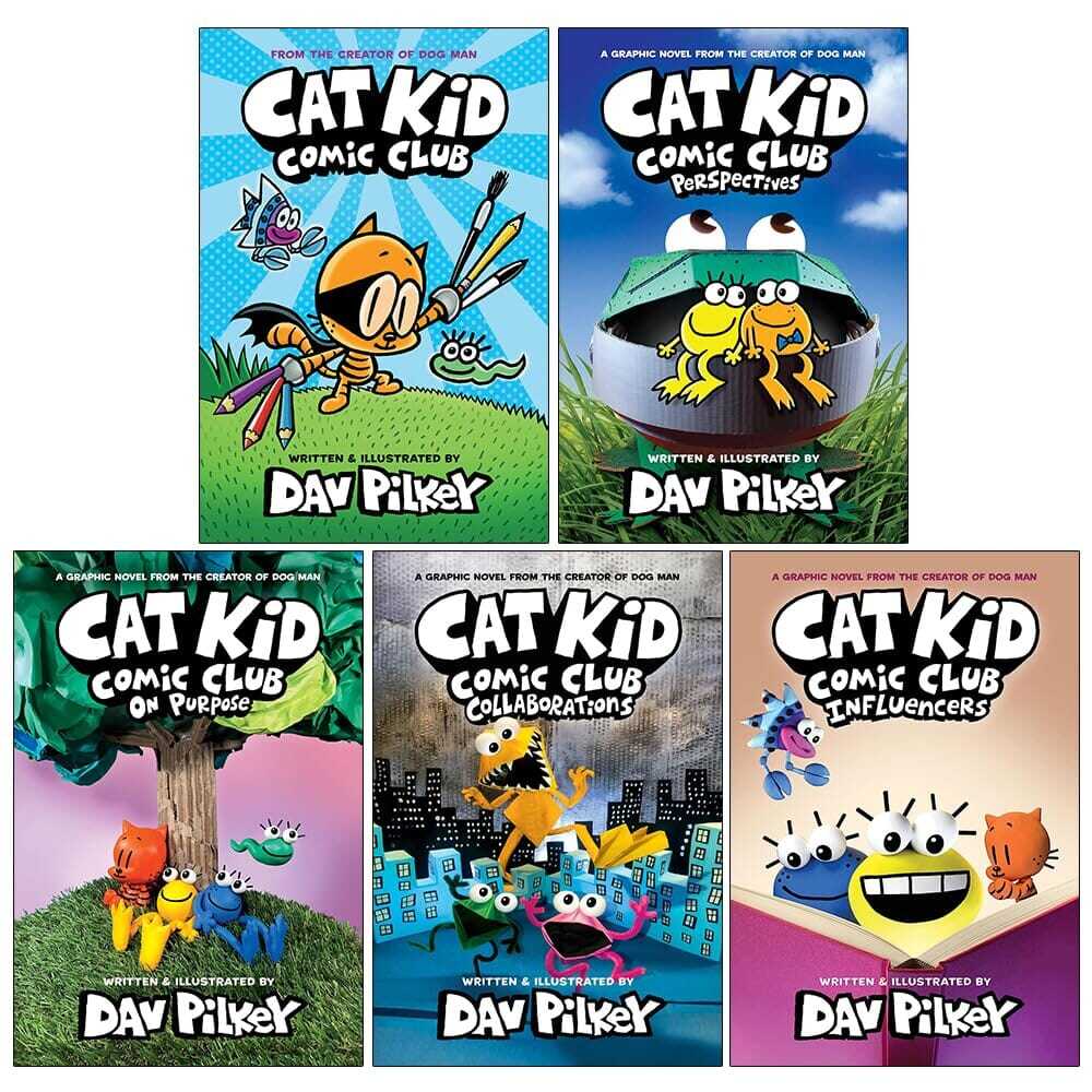 Cat Kid Comic Club by Dav Pilkey 5 Books Collection Set - Ages 7-12 - HB