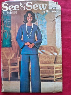 BUTTERICK 5762 See & Sew Pattern Misses Drop-shoulder Top & Pant Size 12 UNCUT