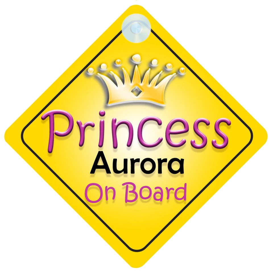 MYBABYONBOARD UK Letrero de coche Princesa Aurora a bordo niña niño/bebé regalo/regalo 002