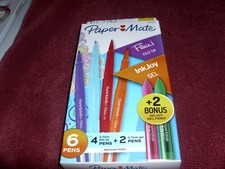 Paper Mate Flair 6 Color Pens 4 Felt Tip 2 Gel Ink Medium Point 0.7 mm