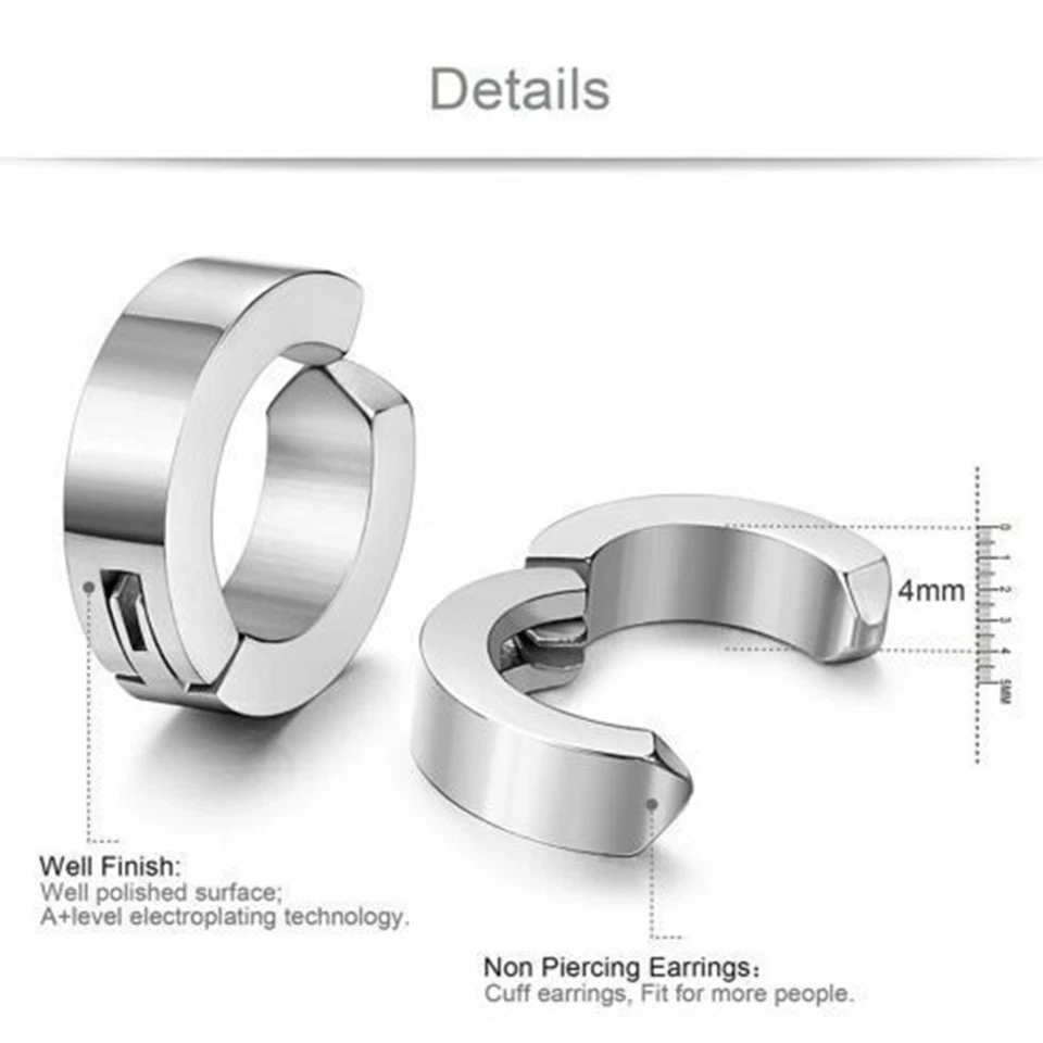 Aretes de acero inoxidable tapones magnéticos para los oídos clip no perforante para hombres mujeres Foto 3 de 4