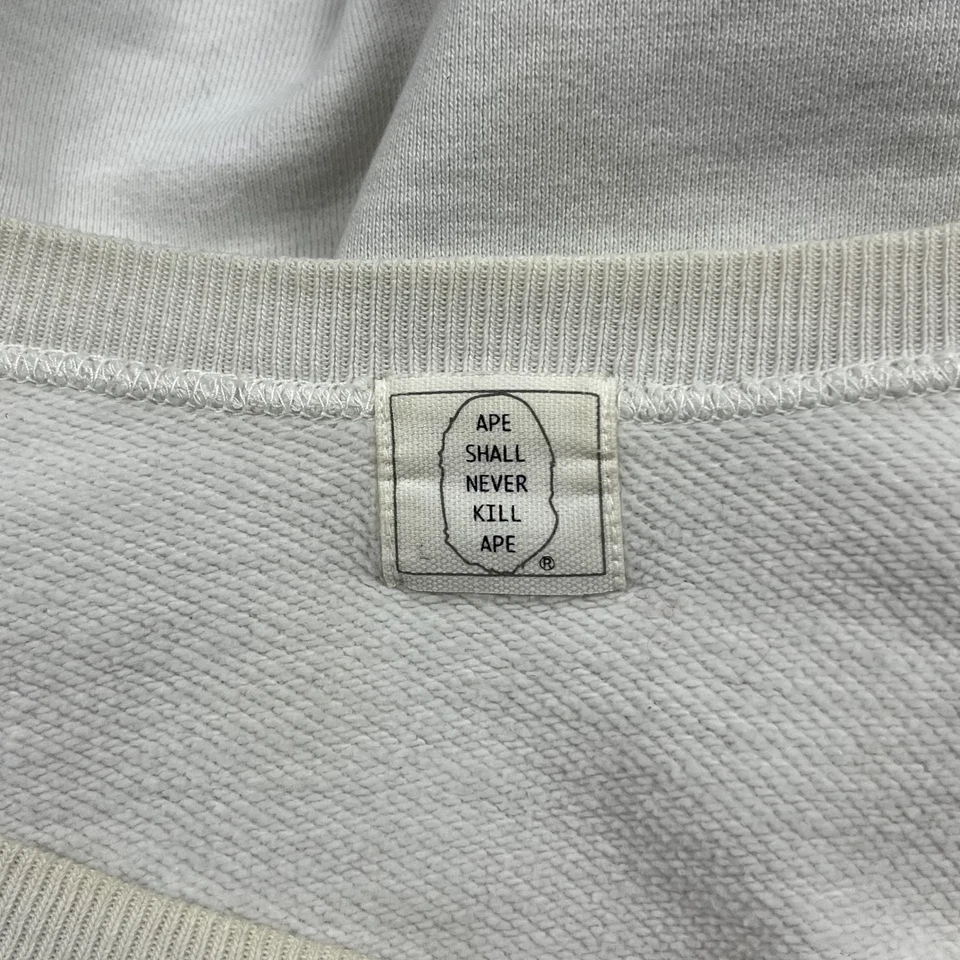 VTG 90s Bape A Bathing Ape For Human Sweatshirt White Crewneck Medium Nigo - Image 4 of 4