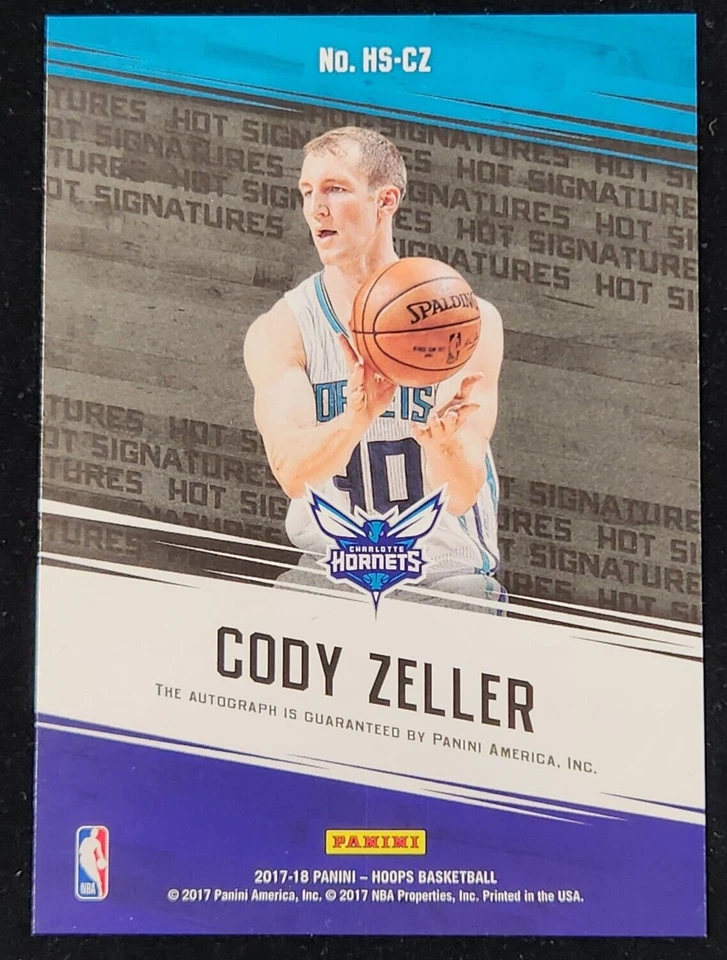 CODY ZELLER 2017-18 Panini NBA Hoops HOT SIGNATURES AUTO HORNETS/HAWKS - Image 2 of 2