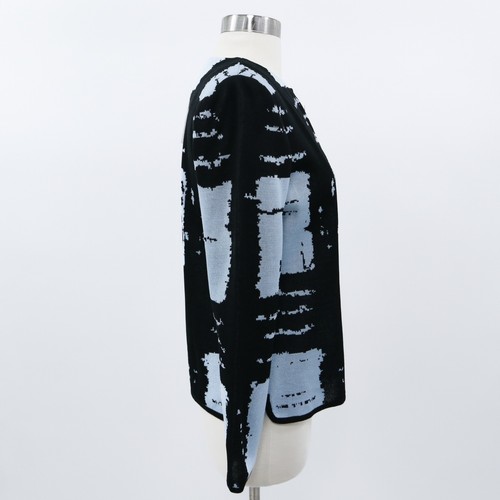 Ming Wang Cardigan Jacket Shell Top Set NEW XS Womens Ice Blue Black Check Knit - Picture 11 of 16