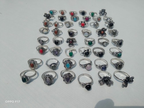 Tiger's Eye & Mix Gemstone 925 Sterling Silver Plated Wholesale Lot Ring Jewelry - Picture 7 of 7