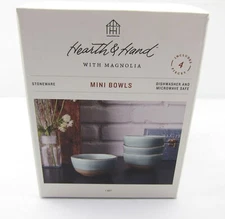 NEW Hearth and Hand w/ Magnolia Stoneware Mini Bowls Reactive Glaze Set 4 Green 