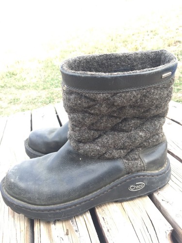 Chaco Gray Quilted Arbora Wool Waterproof Boots Leather Vibram Size 8.5 Women’s - Picture 8 of 12