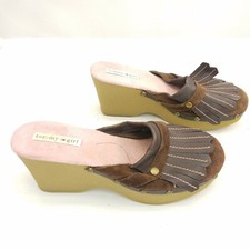 Vintage Tommy Girl Kiltie Wedge Mule Slip On Clog Shoes Womens Size 7.5