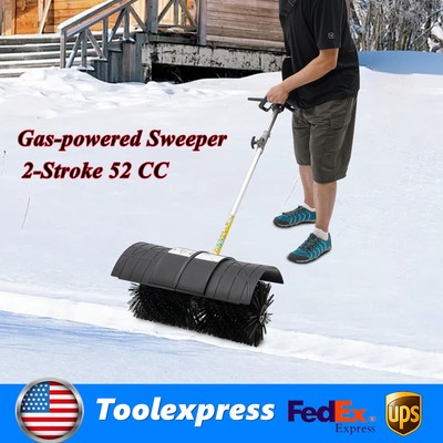 Gas Power Broom Walk Behind Sweeper Driveway Snow Cleaning Machine 52CC 