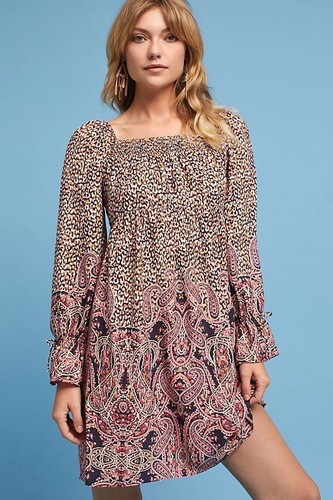 NEW Anthropologie Milou Babydoll Peasant Dress by Maeve Size L (Orig. $138) - Picture 2 of 4