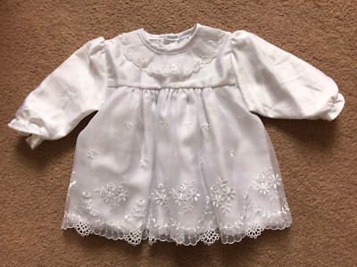 Vintage Baby Mädchen weißes Kleid - 3-6 Monate