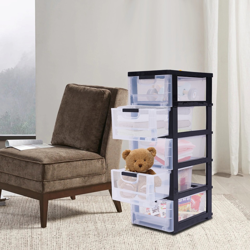 HOT PP Plastic Storage 5 Drawers Stackable Clothes Storage Box