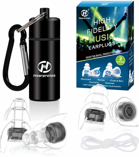 Hearprotek 2 Pairs High Fidelity Concert Ear Plugs, Noise Reduction Music Earplu