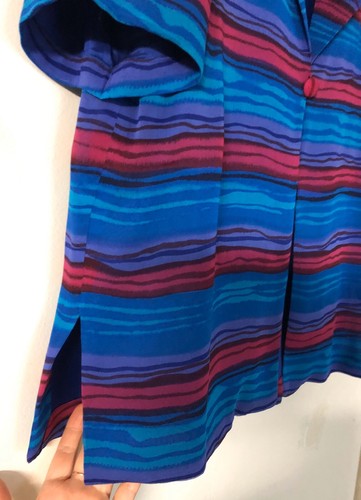 Adrianna Papell 100% Silk Blazer Sz 12 💙COLORFUL Striped❤️Button Front Jacket💙 - Picture 10 of 11