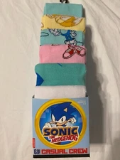 SONIC The HEDGEHOG SEGA Genesis VIDEO GAME movie New Mens 6 PAIR CREW SOCKS 8-12