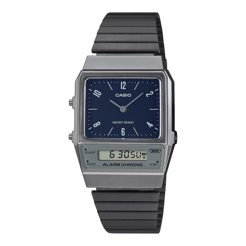 Damenuhr CASIO AQ-800EB-2AEF Edelstahl Schwarz Blau Chrono Alarm Vintage - Bild 1 von 1