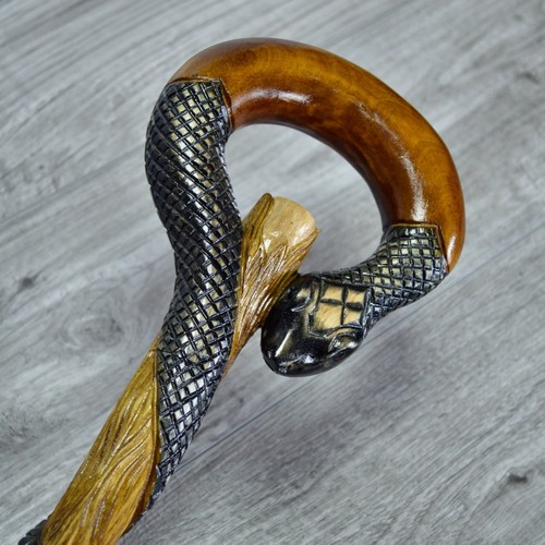 Cane Walking Stick Wooden carved Handmade - Snake Black mamba - Picture 9 of 12