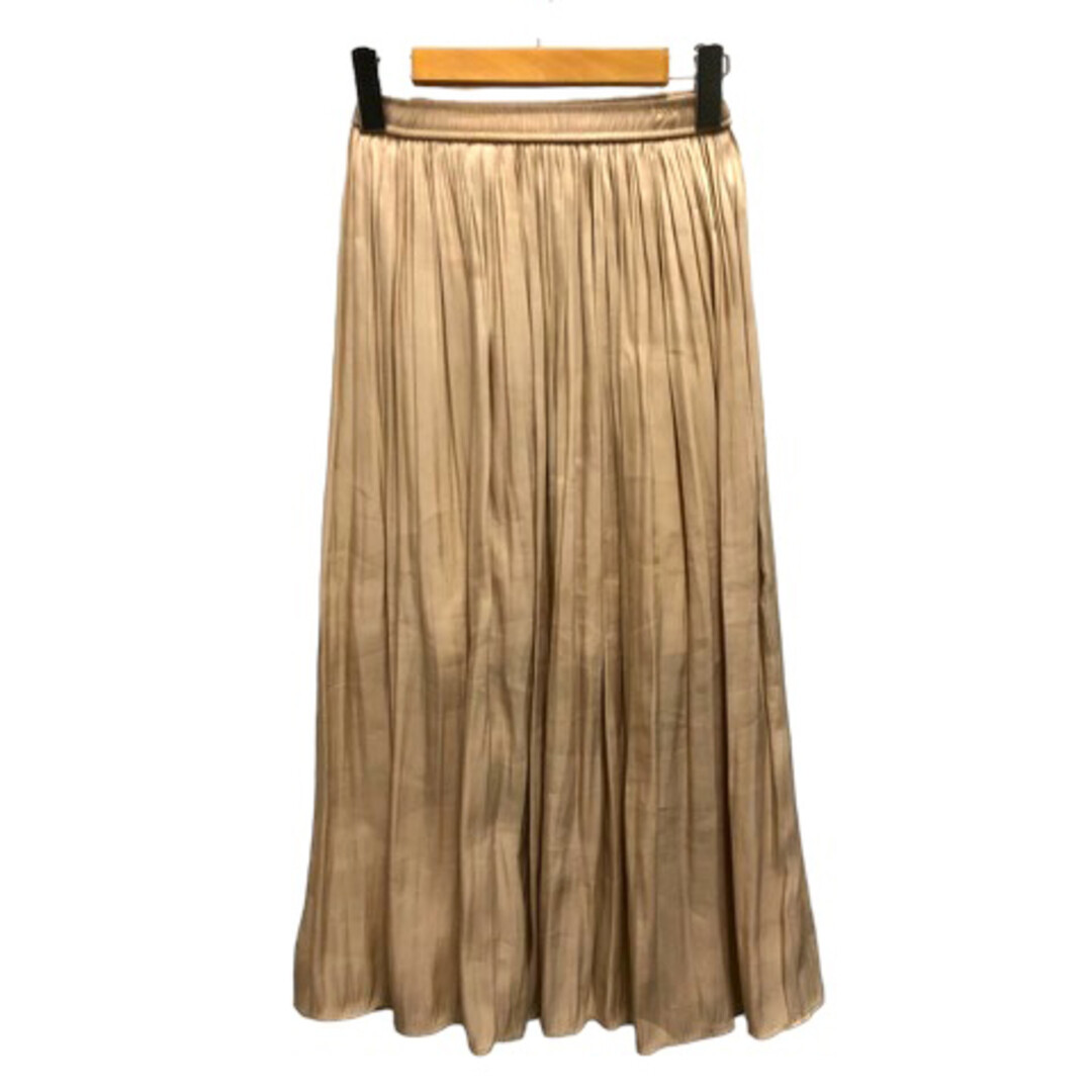 Coqule Skirt Pleated Hem Gather Lamé Long Length Beige Used Coqule Skirt Pleated Hem Gather Lamé Long Length Beige Used