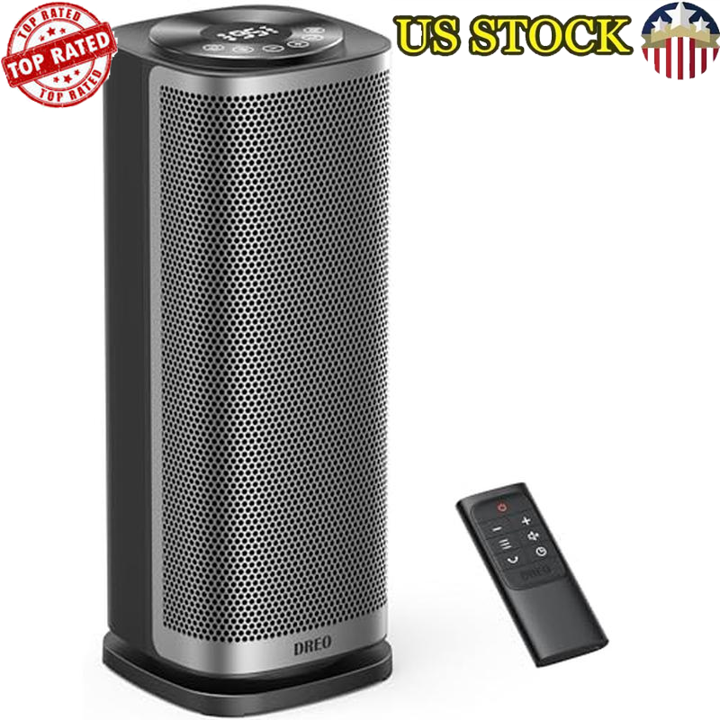 Ceramic Space Heater 70° Oscillation Remote Control 1-12H Timer Safety Feature