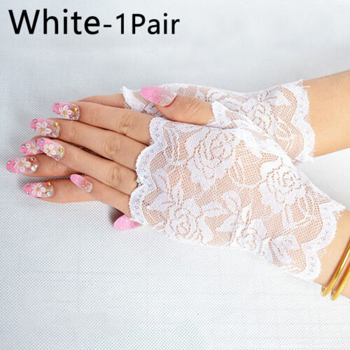Verano Mujeres Guantes de Encaje Protección Solar Conducción Sin dedos Boda Novia Guantes - Imagen 14 de 16