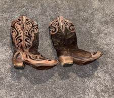 Corral Women  s Brown Leather Western Boots Sequin Overlay US 6