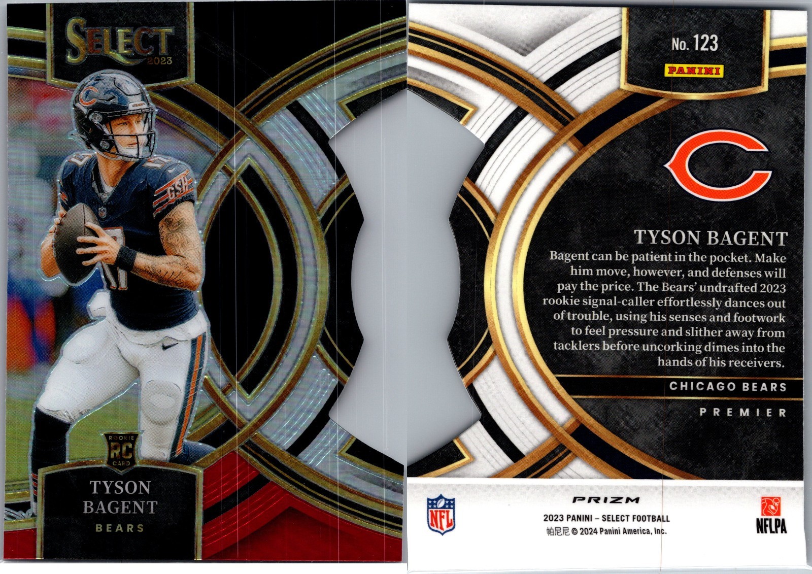 2023 Panini Select Premier Level Tyson Bagent #123 Black/Red Die-Cut (RC) 6705