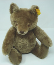 Vintage Steiff 13" Brown Jointed Bear Ear Button Made in Germany 0202/36
