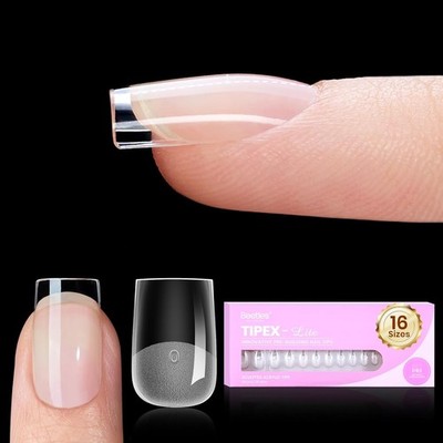 Beetles Tipex Lite Instant Apex Nail Tips, XS Square, No Builder Gel Needed, 16