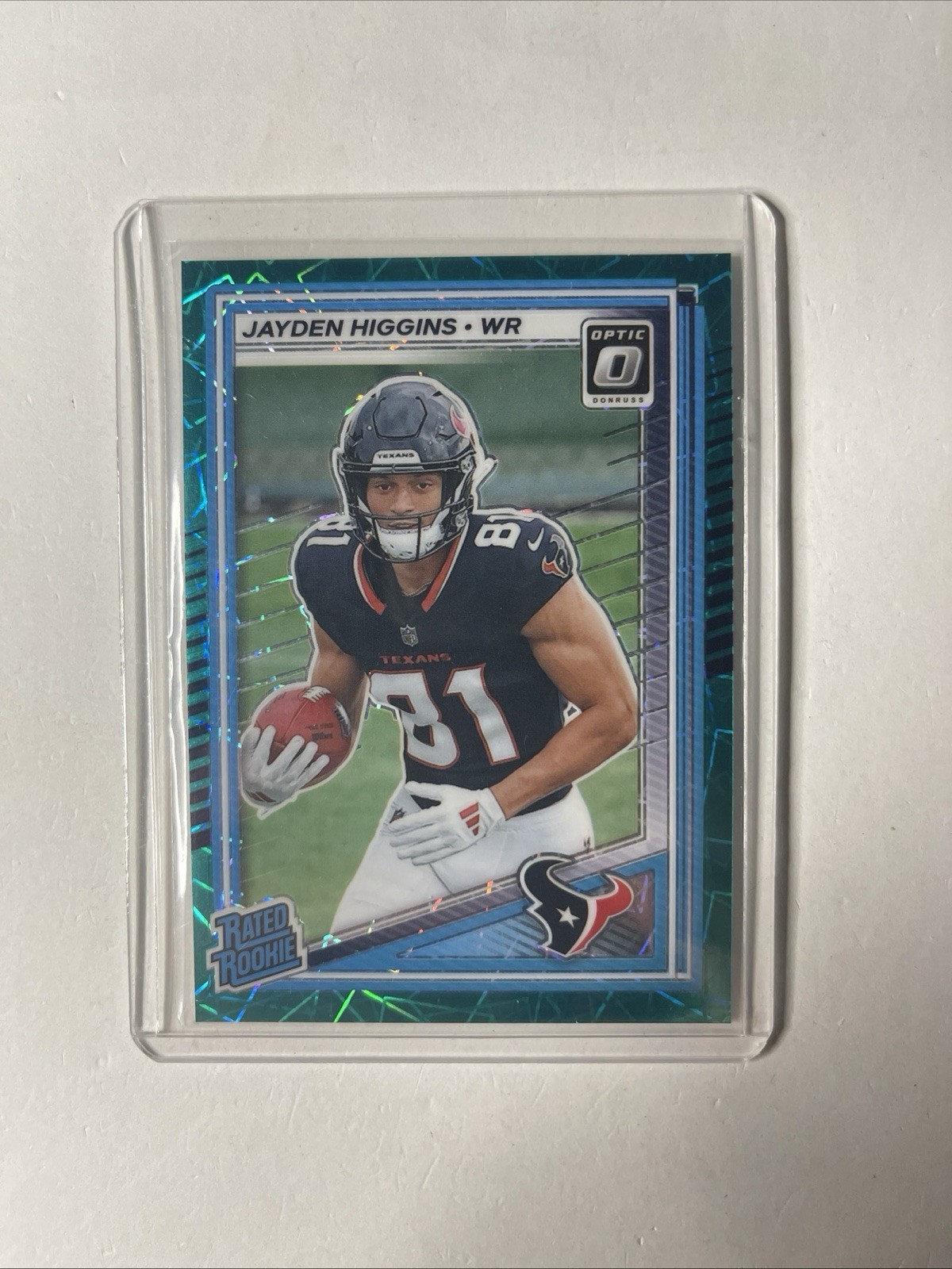 Jayden Higgins RC- Teal Velocity Lazer SSP #225- 2025 Panini Optic NFL- Texans