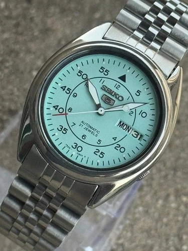 Vintage Seiko 5 Automatic Sky Blue Dial 7s26 Wrist Watch for Men's Japan Made