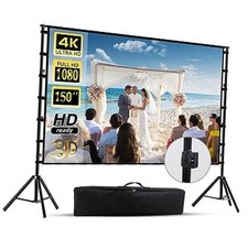 150"-Projector-Screen-with-Stand, Outdoor Projection Screen, 150 inches