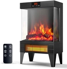 Freestanding Electric Fireplace Heater for Indoor Use with Realistic 3D Flame