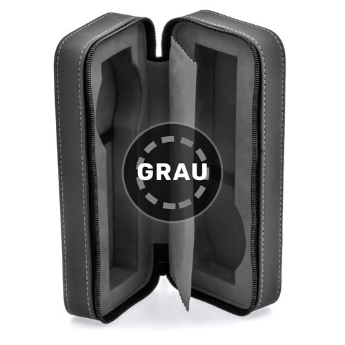 Uhrenbox 2 Uhren GRAU Uhrenetui PU Leder Uhrenkoffer Aufbewahrung Uhr Reise - Bild 2 von 6