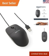 3-Button USB Wired Mouse with Scrolling and Tracking - Standard, Black