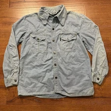 Vintage The Flick Denim Overshirt Mens XL Blue Light Wash Lightweight Jacket VTG