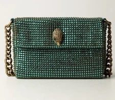 Kurt Geiger Small Party Chain Handle Embellished Shoulder Bag Petrol $225 NWT