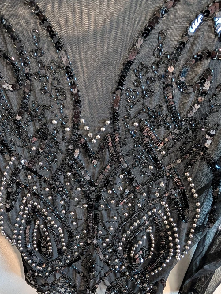 Top para mujer Venus grande manga larga malla lentejuelas brillantes negro nuevo con etiquetas Y2K Whimsygoth Foto 4 de 4