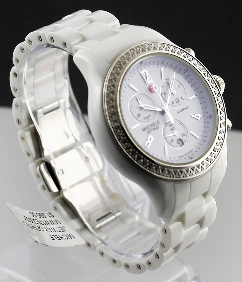 MWW17B000001 Michelle Jetway Ladies White Ceramic Swiss Quartz Chronograph Watch - Image 4 of 4