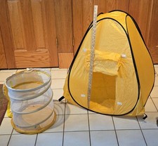 Unique 2003 Pop Up Dog Tent  Self Storing Toy Barrel Yellow EUC