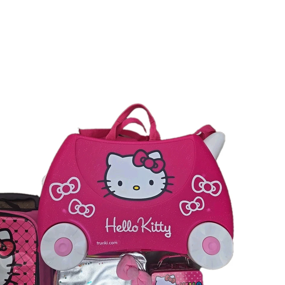 Maleta Equipaje Hello Kitty Rosa Arco Rodante Y Lote 5 Total Foto 4 de 4
