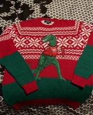 33 Degrees dinosaur Christmas sweater, adult mens large women’s #4Q