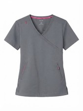 Koi Lite Women's Grey Crossover Scrub Top, Size Large