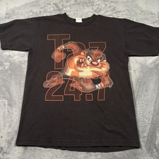 Vintage 1999 Looney Tunes T-Shirt Adult Medium Black Tasmanian Devil Taz 24:7