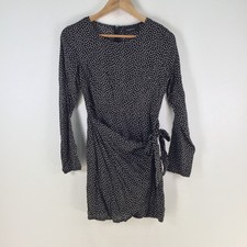 Rosebullet dress womens 6 mini black floral long sleeve zip 117053