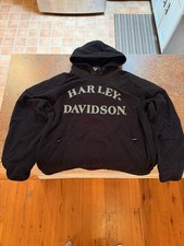 Harley-Davidson Skull Graphic Black Fleece Hoodie Men's Medium Hooded Pockets