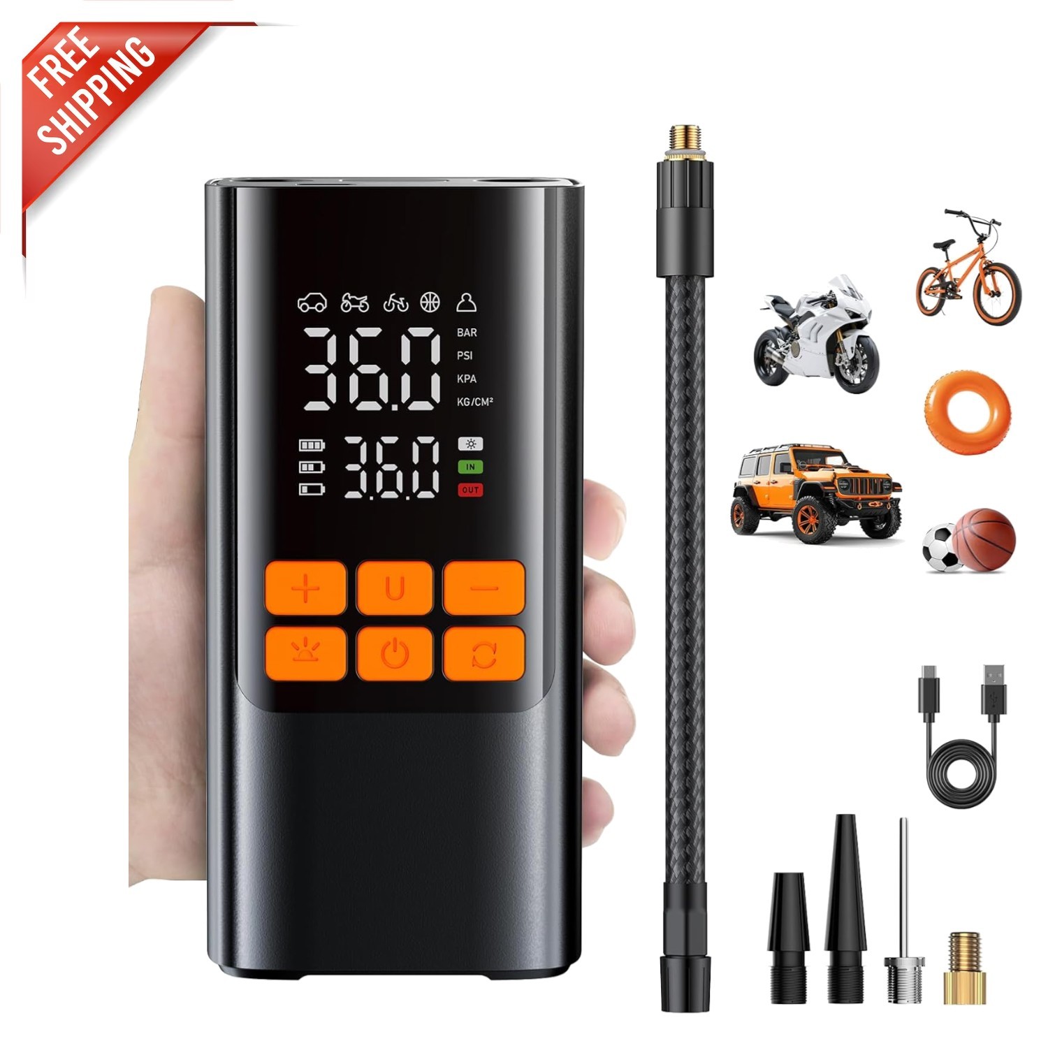 High-Speed 150PSI Mini Air Compressor - Ideal for Bikes, Car