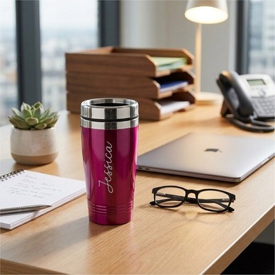 Personalisierte Thermoskanne mit großem Namen Thermobecher Reisebecher Kaffee Tee Flachmann 450 ml
